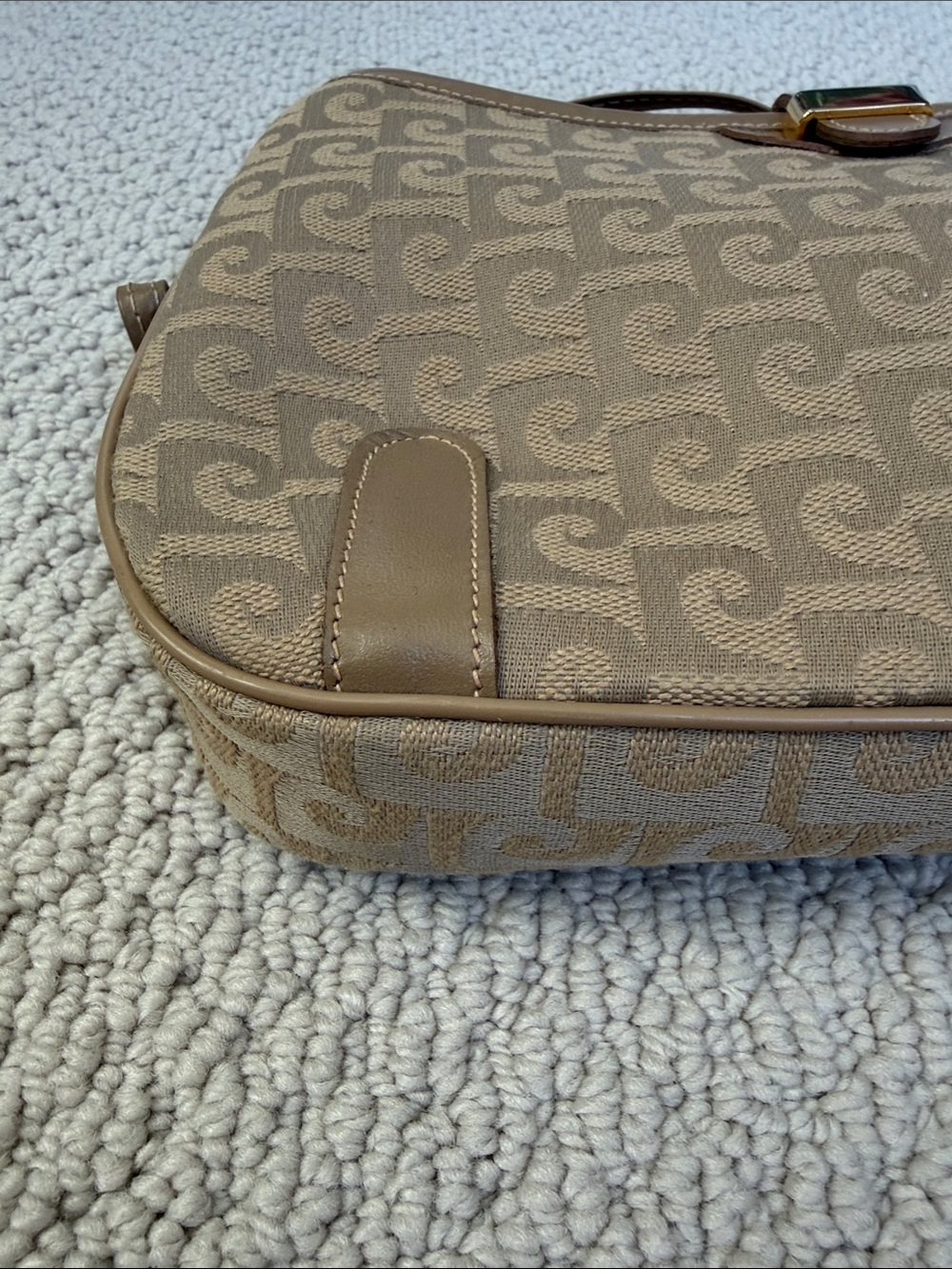Pierre Cardin Tan Monogram Crossbody Bag with Gold Accent - Picture 3 of 9